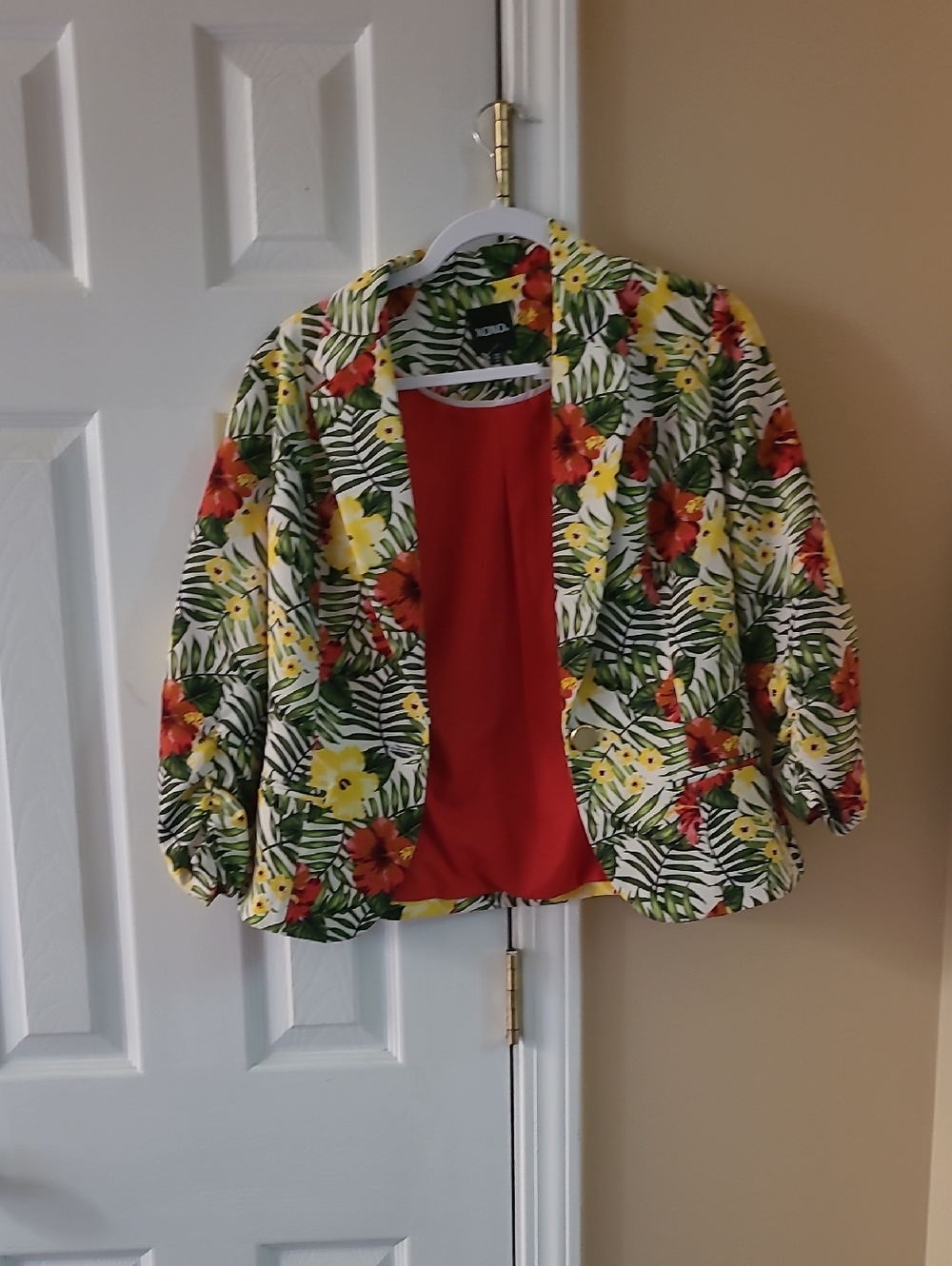 XOXO Tropical Floral Blazer with Red Lining- NWT